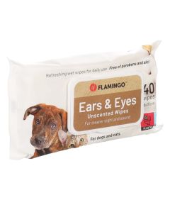 Flamingo Reini Ears & Eyes Unscented Cat & Dog Pet Wipes 40pcs