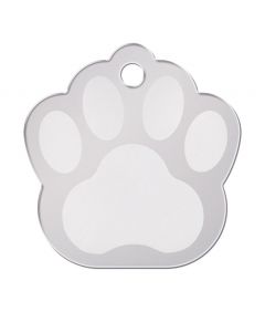 ID Tag Paw Brass Two-Tone Chrome Plated 