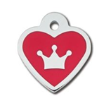 ID Tag - Heart Epoxy Red Crown